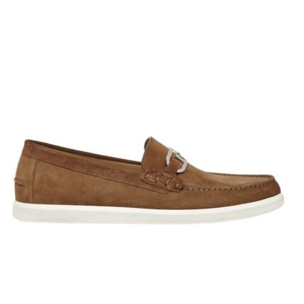 FENDI O LOCK LIGHT SUEDE LOAFERS