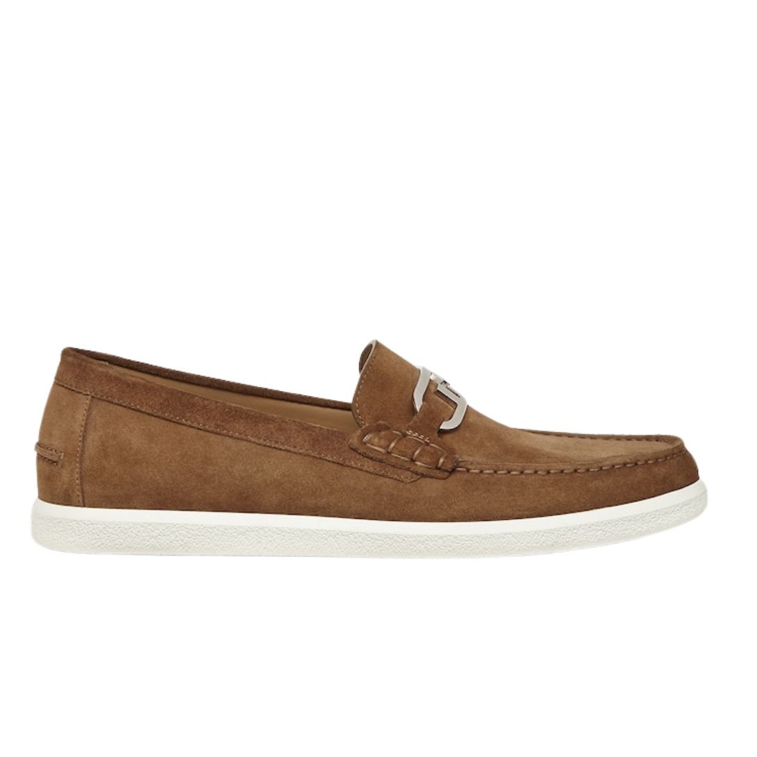 1 FENDI O LOCK LIGHT SUEDE LOAFERS