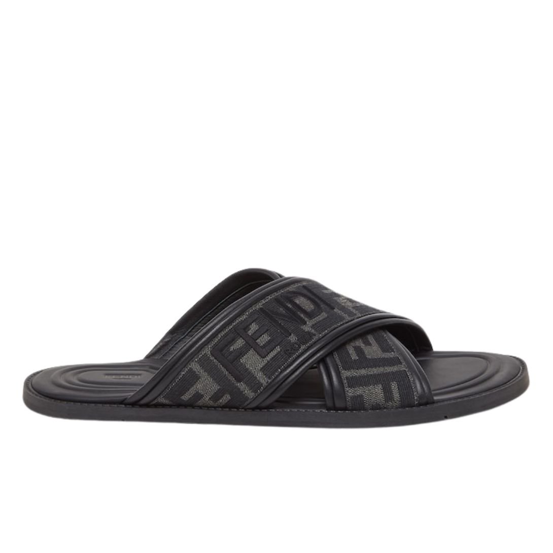 1 FENDI MULTICOLOR FABRIC SLIDES