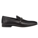 FENDI O LOCK BLACK LEATHER LOAFERS