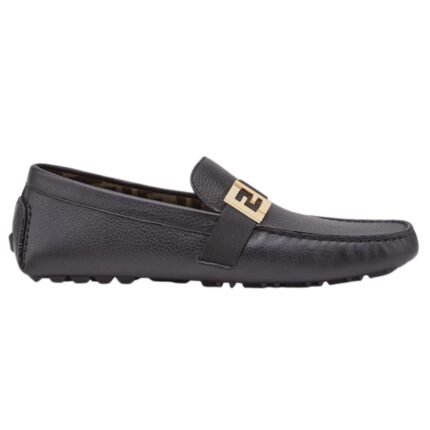 FENDI FF SQUARED BLACK LEATHER DRIVERS