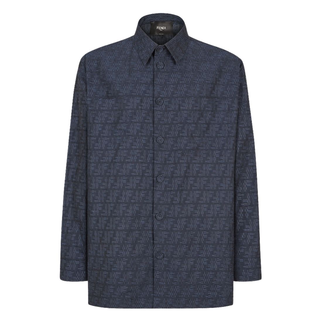 1 FENDI BLOUSON BLUE FF JACQUARD GO TO JACKET