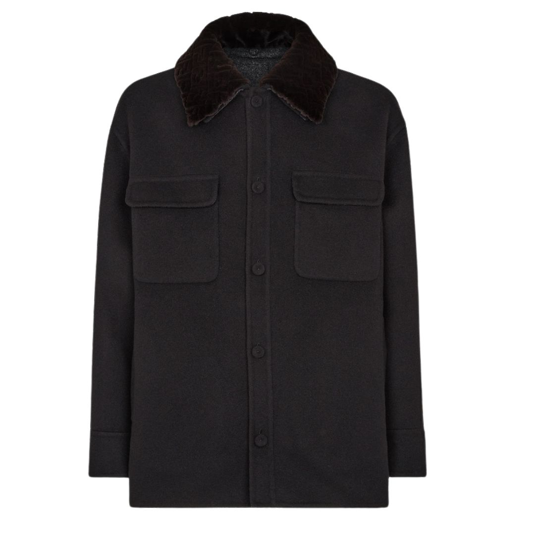1 FENDI BLOUSON BLACK CASHMERE GO-TO JACKET