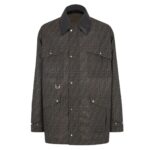 FENDI BROWN WAXED FF JACQUARD BLOUSON