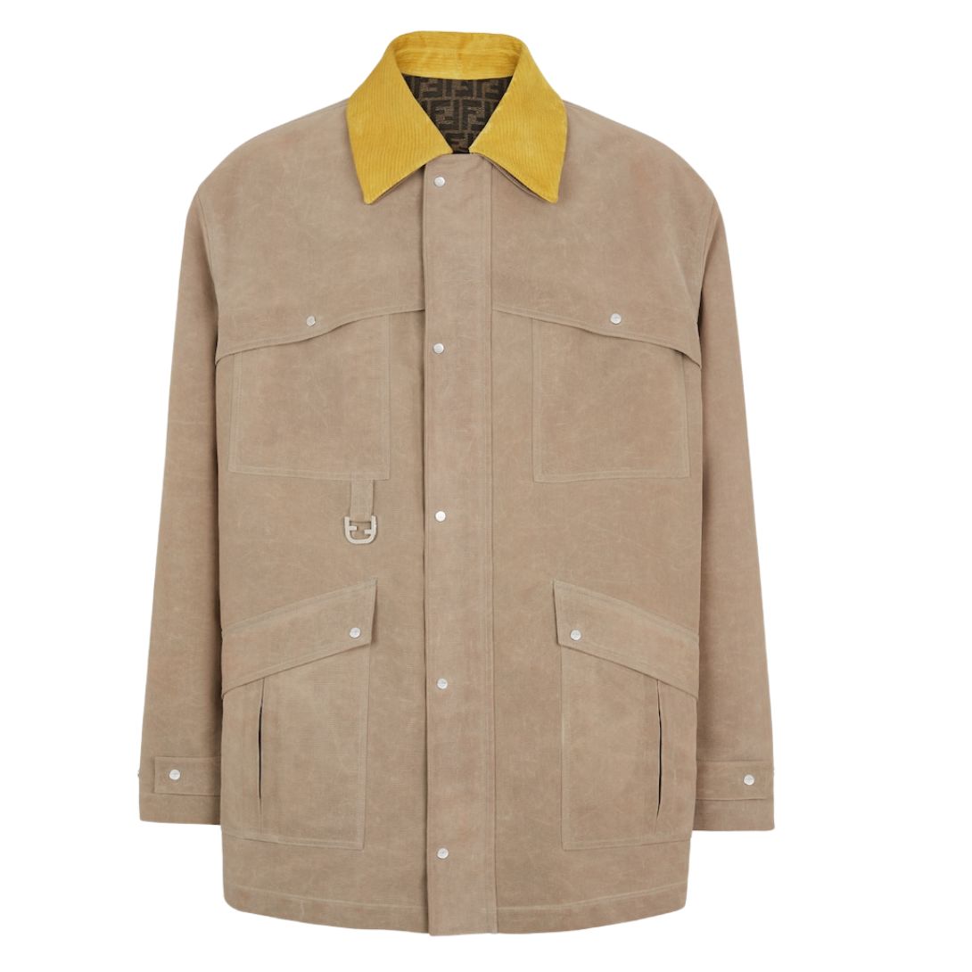1 FENDI BEIGE WAXED COTTON BLOUSON