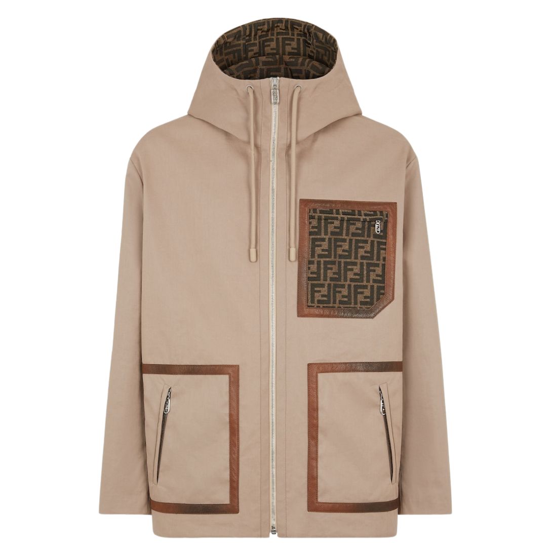 1 FENDI BLOUSON BEIGE FABRIC PARKA
