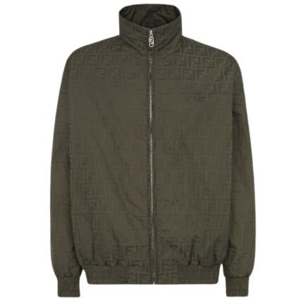 FENDI GREEN FF NYLON BOMBER JACKET