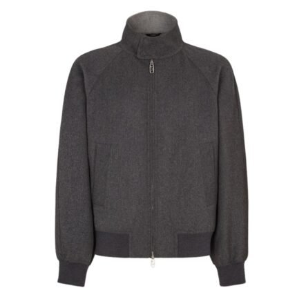 FENDI BLOUSON GRAY CASHMERE BOMBER JACKET