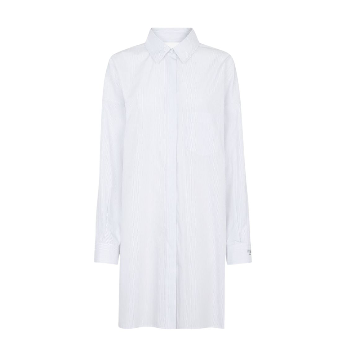1 FENDI WHITE STRIPED COTTON DRESS