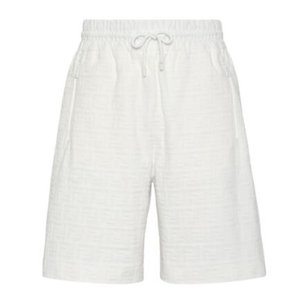 FENDI BERMUDAS SHORT PANTS IN WHITE FF COTTON