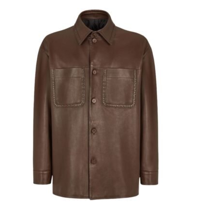 FENDI BLOUSON BROWN LEATHER GO TO JACKET