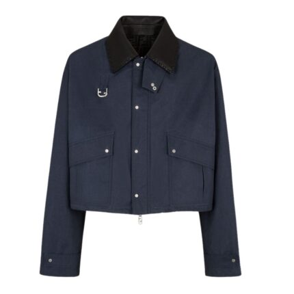 FENDI BLUE WAXED COTTON BLOUSON