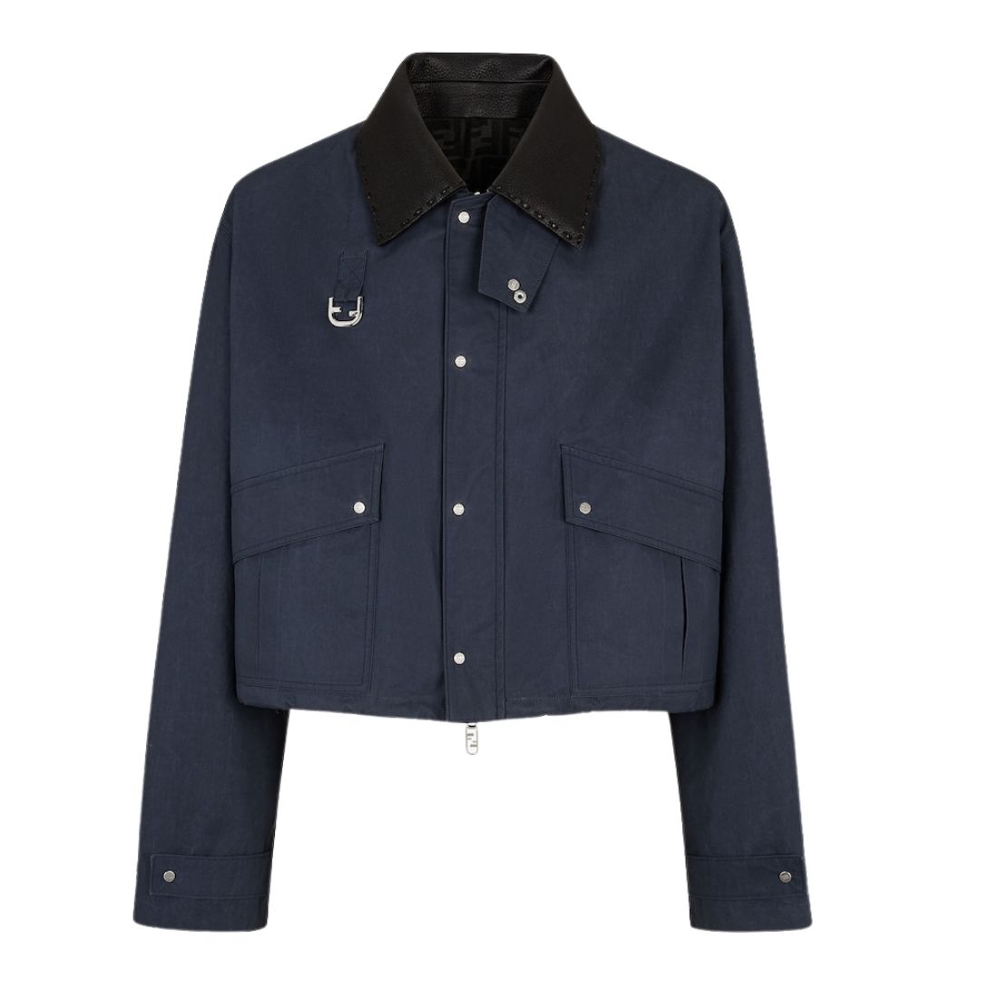 1 FENDI BLUE WAXED COTTON BLOUSON