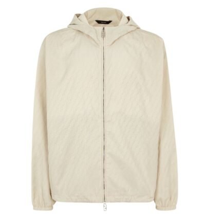 FENDI BLOUSON WHITE MICRO FF NYLON WINDBREAKER JACKET