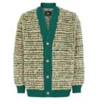 FENDI GREEN LEATHER AND MINK CARDIGAN