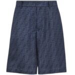 FENDI BERMUDAS SHORT PANTS IN BLUE FF SILK