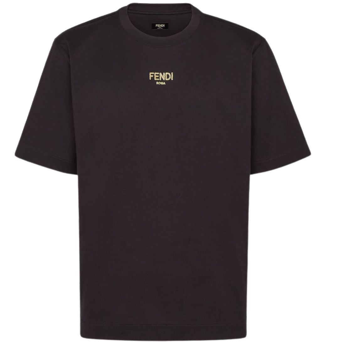 1 FENDI BLACK COTTON T-SHIRT