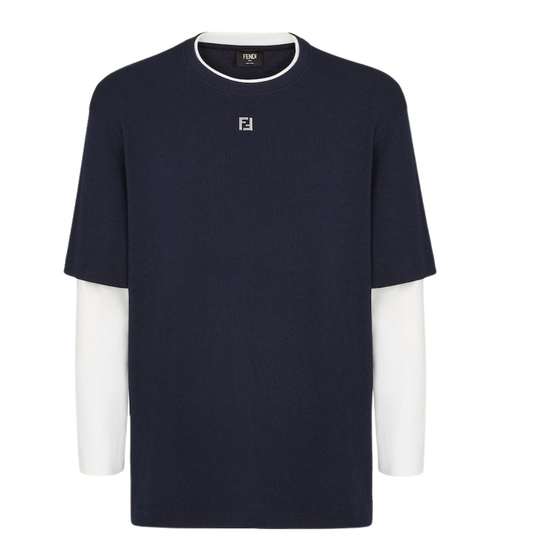 1 FENDI BLUE COTTON T-SHIRT