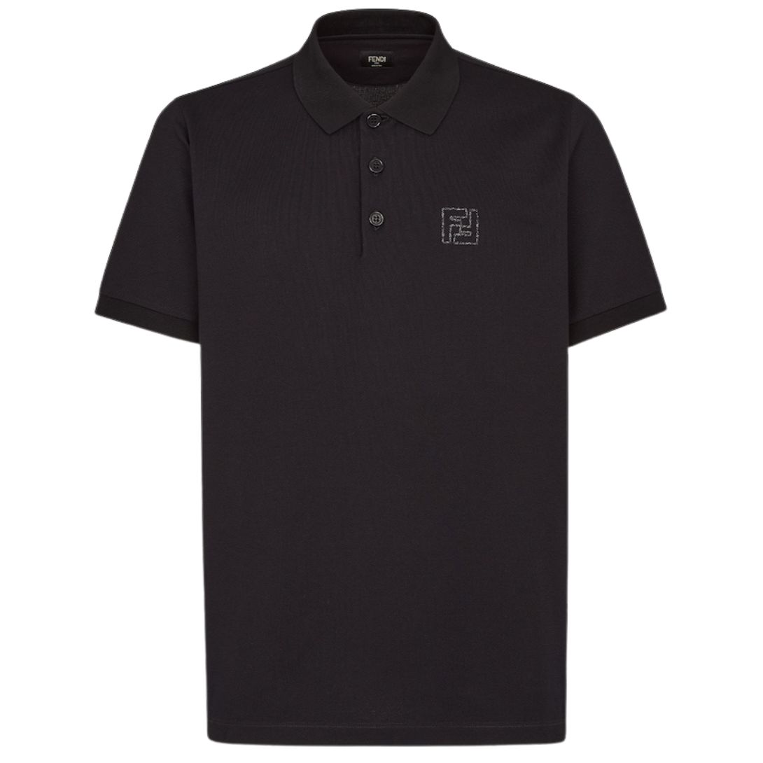 1 FENDI BLACK COTTON POLO SHIRT