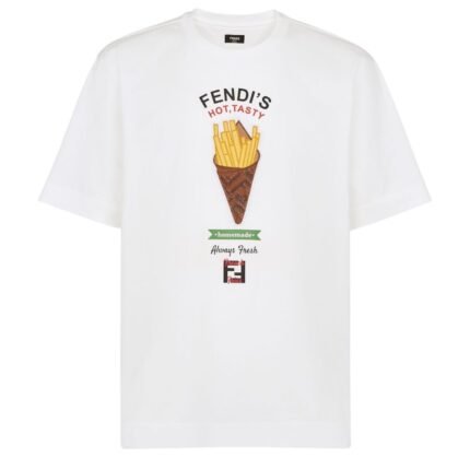 FENDI WHITE COTTON FENDILICIOUS T-SHIRT