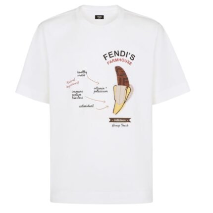 FENDI WHITE COTTON FENDILICIOUS T-SHIRT