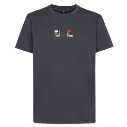 FENDI DARK GRAY COTTON T-SHIRT