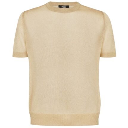 FENDI SWEATER GOLD COLORED METALLIC YARN PULLOVER