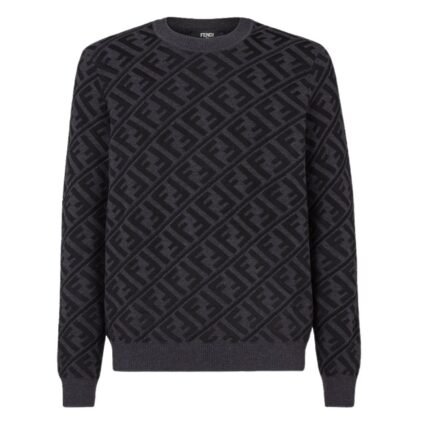 FENDI JUMPER BLACK WOOL PULLOVER