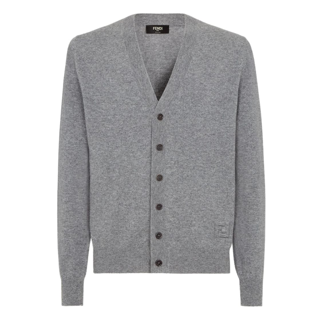 1 FENDI GRAY WOOL CARDIGAN