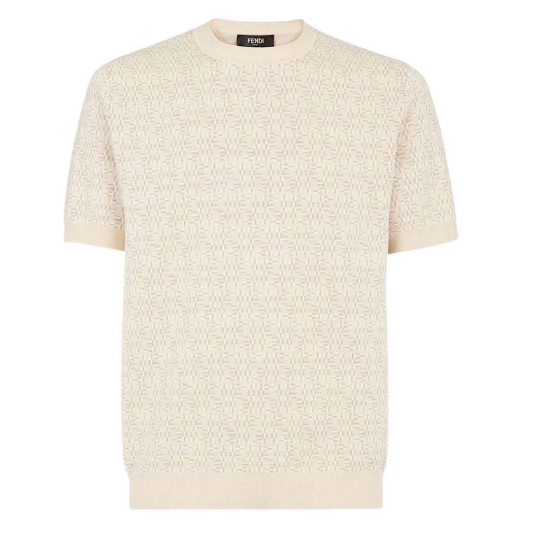 1 FENDI BEIGE FF LABYRINTH WOOL SWEATER