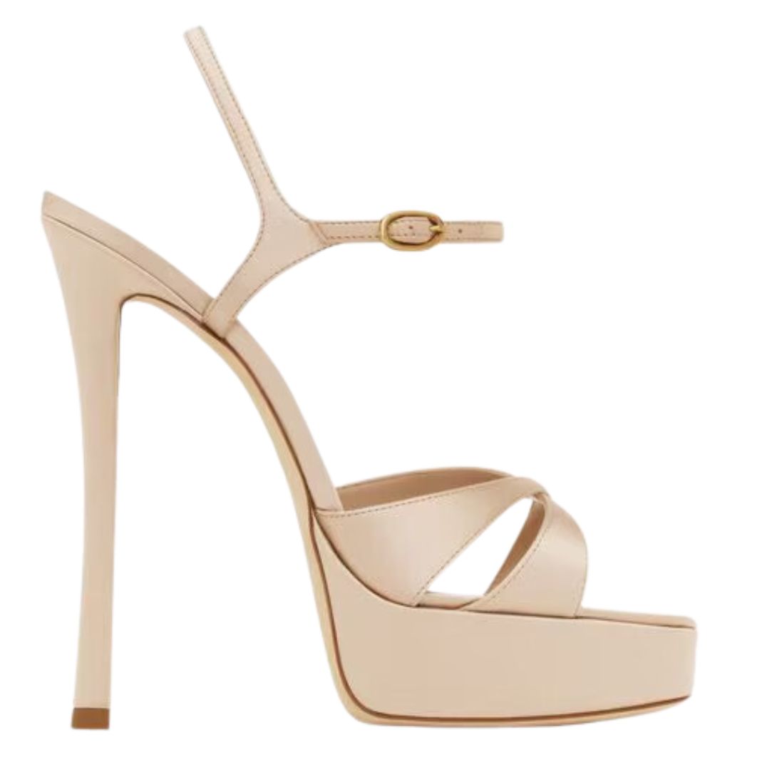 1 SAINT LAURENT DEBBIE PLATFORM SANDALS IN SATIN CREPE