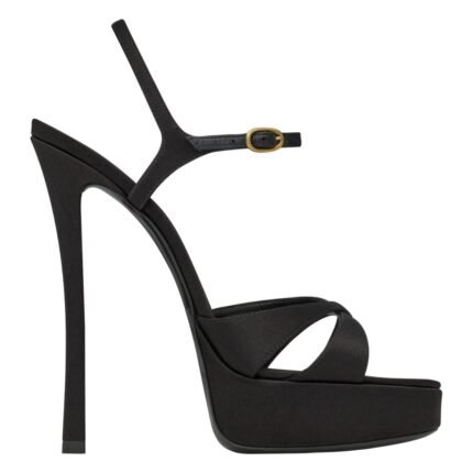 SAINT LAURENT DEBBIE PLATFORM SANDALS IN SATIN CREPE