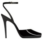 SAINT LAURENT LA SCANDALE SANDALS IN PATENT LEATHER