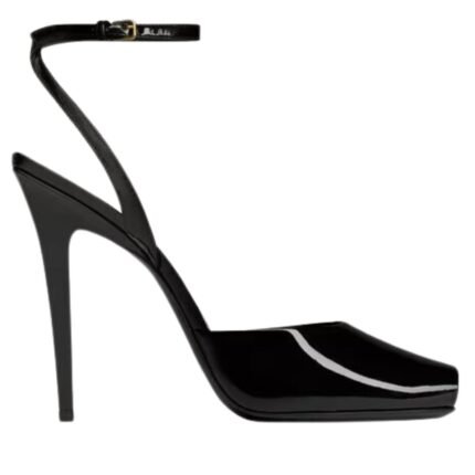 SAINT LAURENT LA SCANDALE SANDALS IN PATENT LEATHER