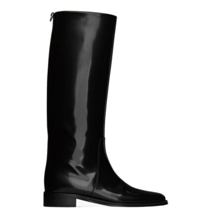 SAINT LAURENT HUNT BOOTS IN GLAZED LEATHER