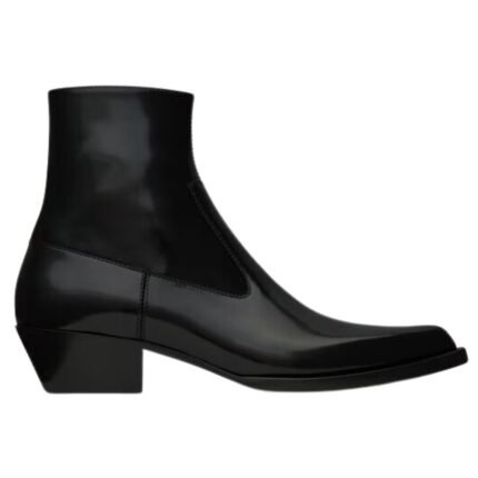 SAINT LAURENT BEAT BOOTIES IN GLAZED LEATHER