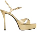 SAINT LAURENT DEBBIE PLATFORM SANDALS IN METALLIC LEATHER