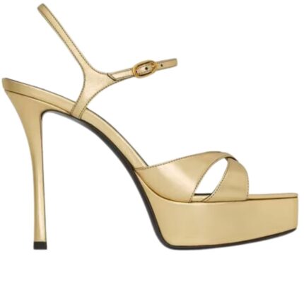 SAINT LAURENT DEBBIE PLATFORM SANDALS IN METALLIC LEATHER