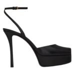 SAINT LAURENT LA SCANDALE PLATFORM SANDALS IN SMOOTH LEATHER