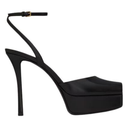 SAINT LAURENT LA SCANDALE PLATFORM SANDALS IN SMOOTH LEATHER