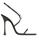 SAINT LAURENT HARLOW SANDALS IN SATIN CREPE AND CRYSTALS