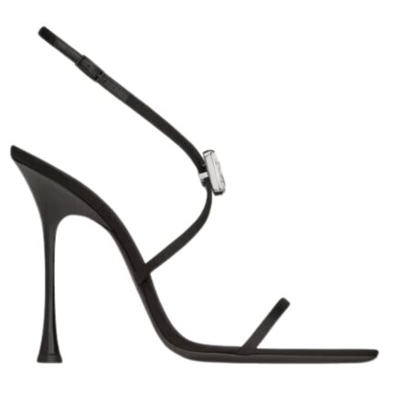 SAINT LAURENT HARLOW SANDALS IN SATIN CREPE AND CRYSTALS