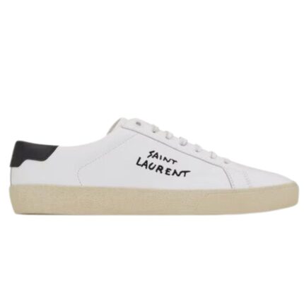 SAINT LAURENT COURT CLASSIC SL/06 EMBROIDERED SNEAKERS IN LEATHER