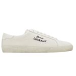 SAINT LAURENT COURT CLASSIC SL/06 EMBROIDERED SNEAKERS IN CANVAS AND LEATHER
