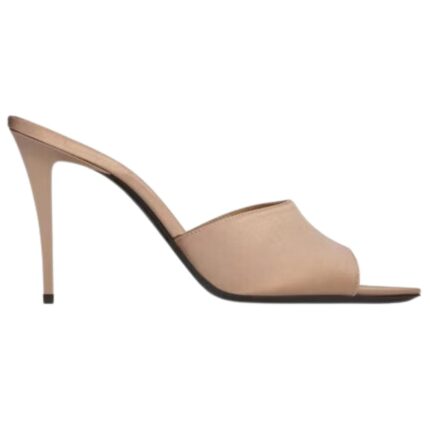 SAINT LAURENT ROMY MULES IN SATIN CREPE