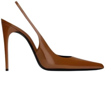 SAINT LAURENT VENDOME SLINGBACK PUMPS IN GLAZED LEATHER