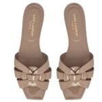 SAINT LAURENT TRIBUTE MULES IN PATENT LEATHER