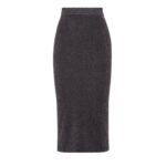 FENDI BLACK JERSEY SKIRT WITH METALLIC YARN