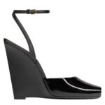 SAINT LAURENT LA SCANDALE WEDGES IN PATENT LEATHER