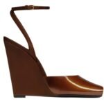 SAINT LAURENT LA SCANDALE WEDGES IN PATENT LEATHER